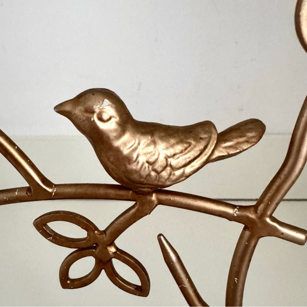 Vintage Shabby Chic Cottage Core Bird on Branch Gold Jewelry Tree Decor - Picture 6 of 15